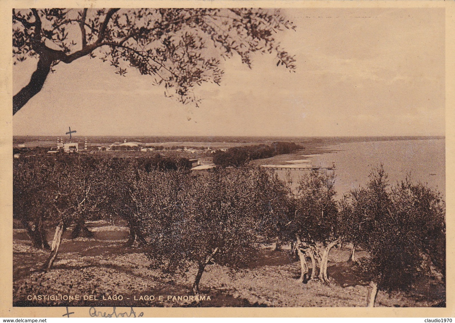 CARTOLINA  - PERUGIA - CASTIGLIONE DEL LAGO - LAGO E PANORAMA - VIAGGIATA PER BERGAMO - Perugia