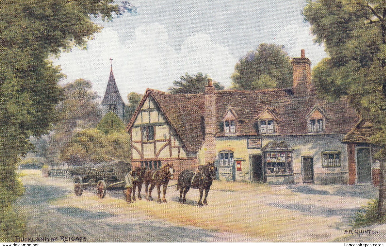 Postcard Buckland Nr Reigate Surrey Artwork By A R Quinton ARQ [ Salmon ] My Ref  B13235 - Surrey