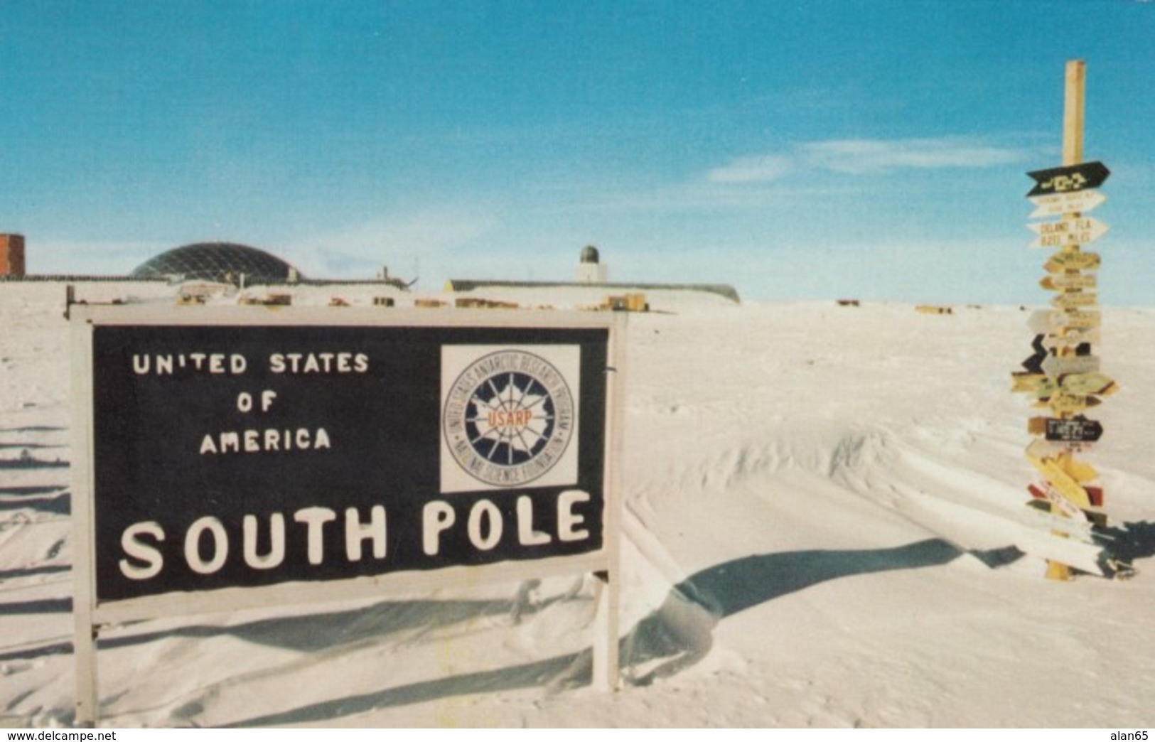 South Pole Antarctica US Amundsen-Scott Station, C1970s Vintage Postcard - World