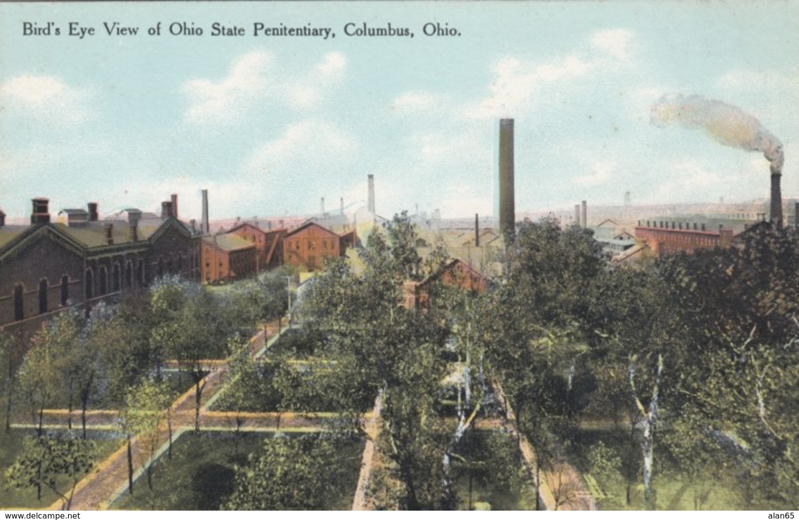 Columbus Ohio Bird's Eye View Ohio State Prison, C1900s Vintage Postcard - Prison