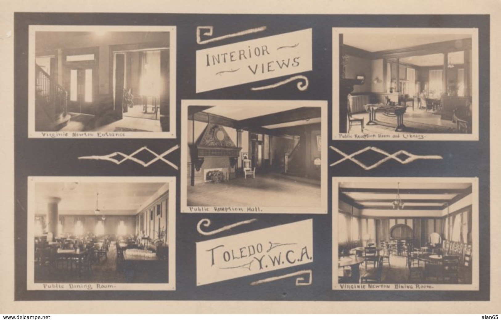 Toledo Ohio, YMCA Interior Views Of YMCA Building, C1900s Vintage Real Photo Postcard - Other & Unclassified