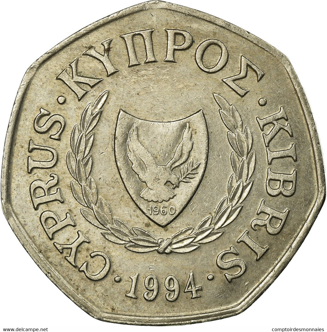 Monnaie, Chypre, 50 Cents, 1994, TTB, Copper-nickel, KM:66 - Chypre