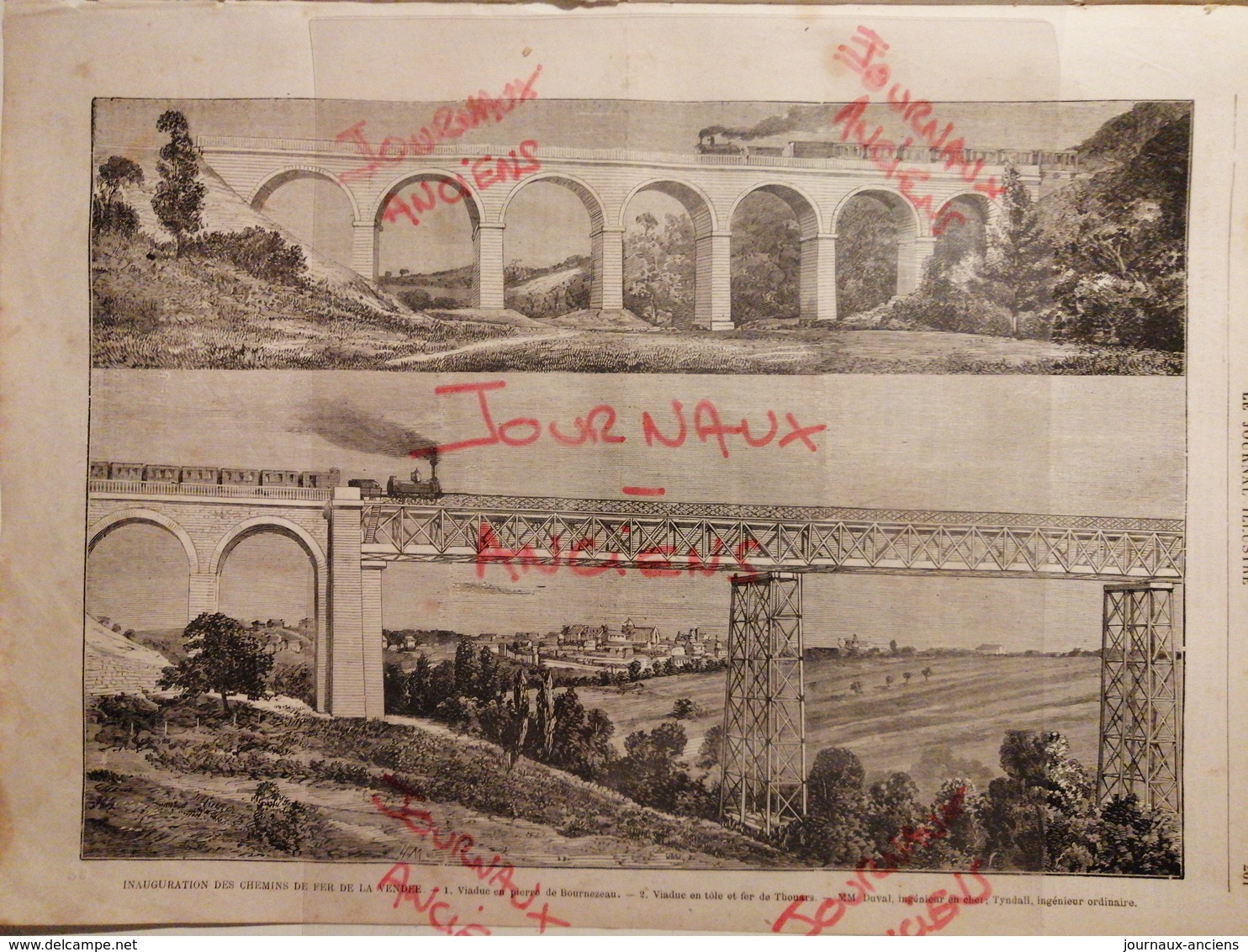 1873 INAUGURATION DES CHEMINS DE FER DE VENDÉE - VIADUC DE BOURNEZEAU ET THOUARS  - GARE DE CHINON - 1850 - 1899