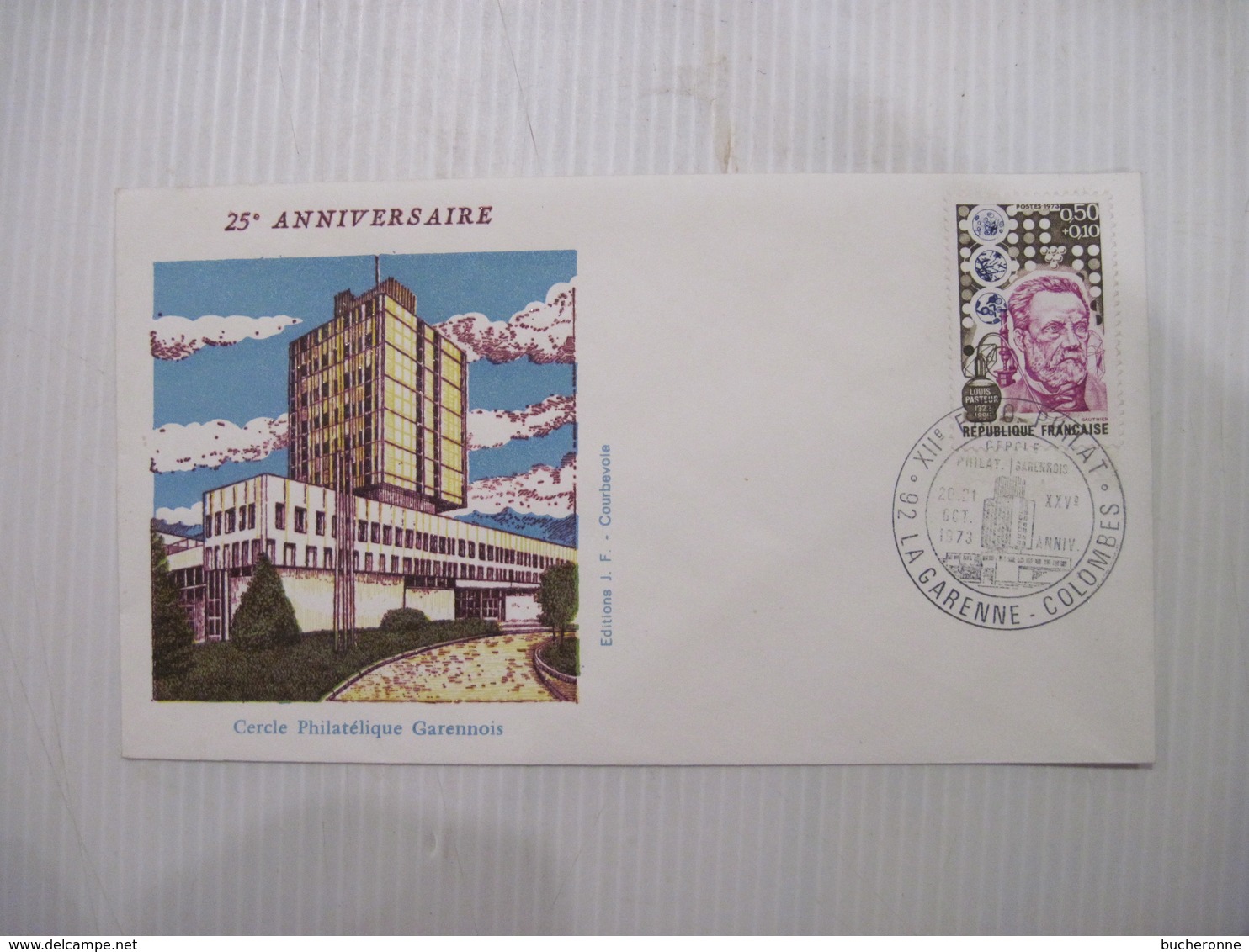 ENVELOPPE 25è ANNIVERSAIRE  EXPOSITION  PHILATELIQUE 92 LA GARENNE COLOMBES  Octobre 1973 TBE - 1961-....