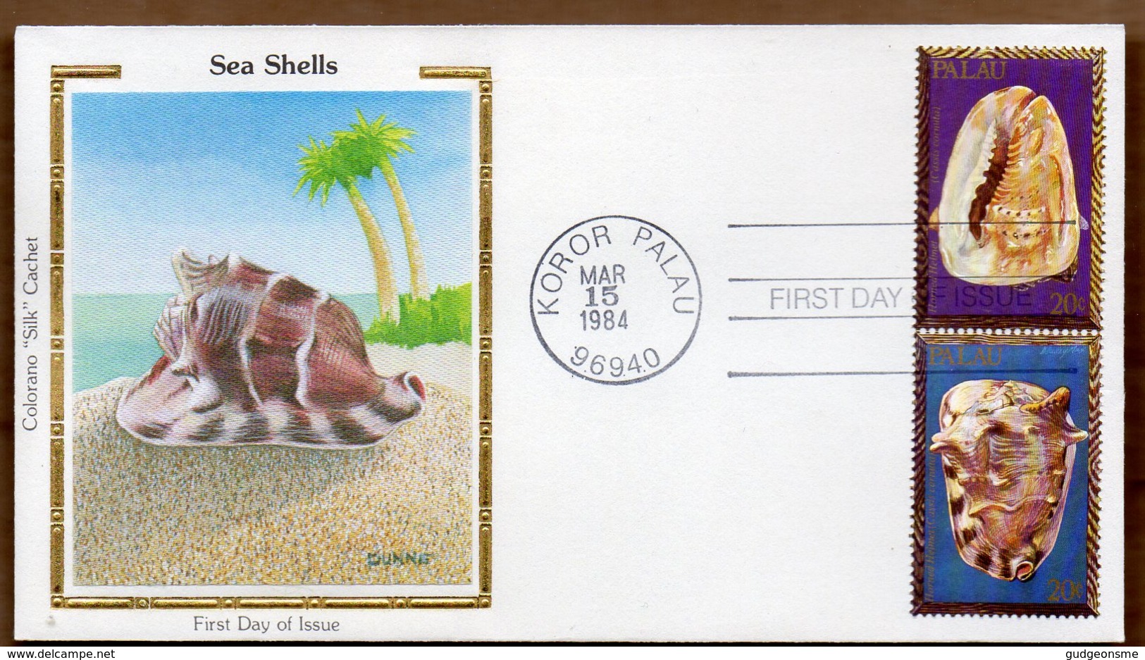 1984 Sea Shells Set FDC 5 Covers SILK - Palau