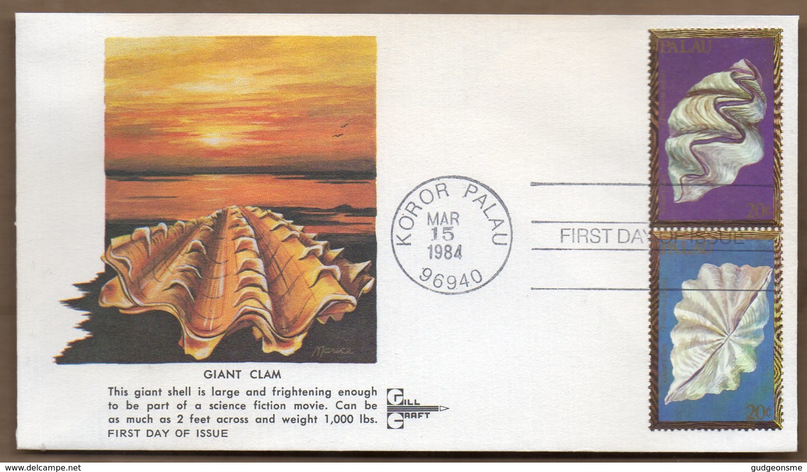 1984 Sea Shells Set FDC 5 Covers - Palau