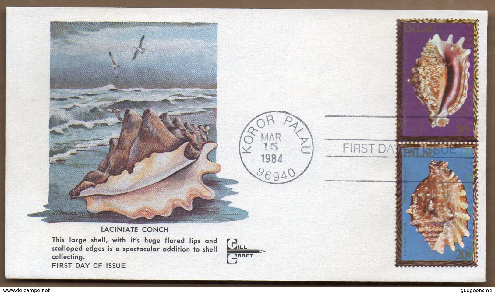 1984 Sea Shells Set FDC 5 Covers - Palau