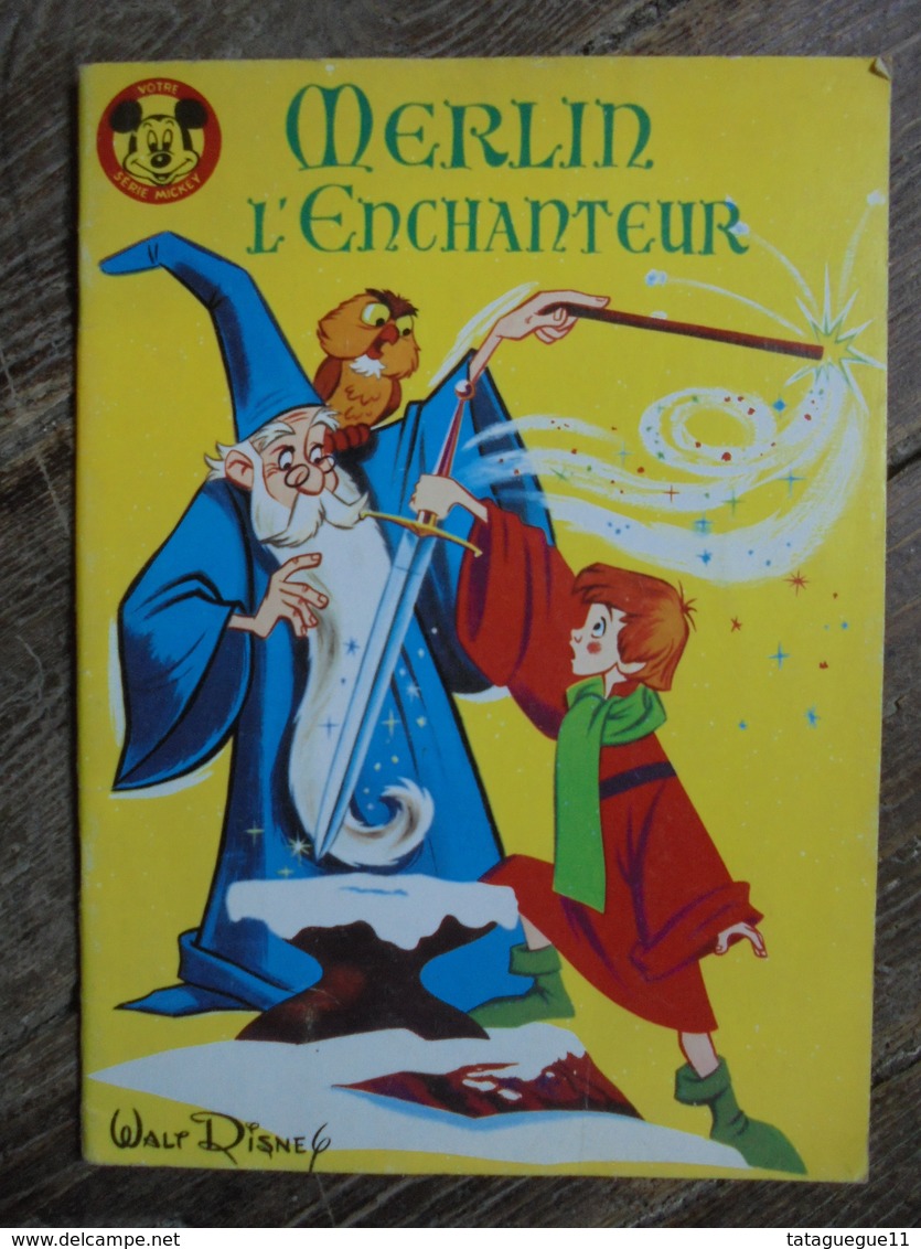 Ancien - Petit Livre Merlin L'Enchanteur Votre Série Mickey N° 45 Walt Disney 1964 - Disney