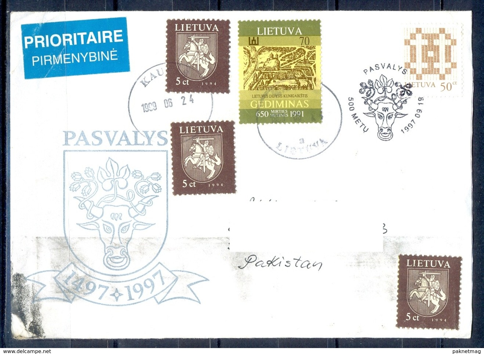 K816- Postal Used Cover. Posted  From Lietuva Lithuania To Pakistan. - Latvia