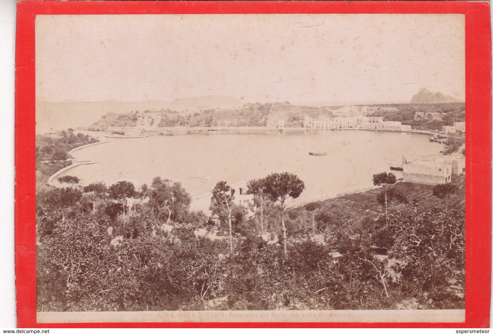 ISOLA DI CAPRI, PANORAMA ...- ALBUMINA GIACOMO BROGI CIRCA 1870s RICORDO FOTO INCOLLATA CARTONCINO ARANCIO 16x11 - BLEUP - Antiche (ante 1900)