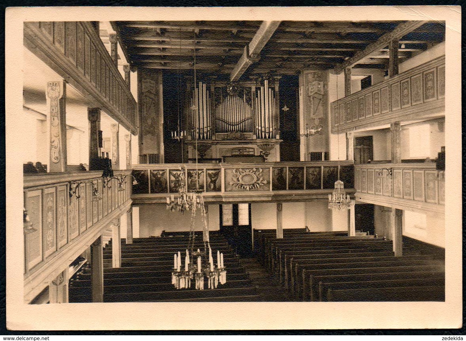 C5048 - Foto - Neudorf Kirche Innenansicht Orgel Mittelschiff - Kirchen U. Kathedralen