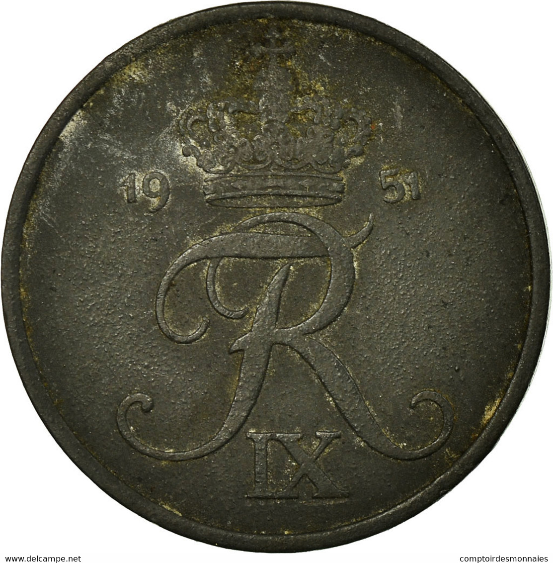 Monnaie, Danemark, Frederik IX, 5 Öre, 1951, Copenhagen, TB+, Zinc, KM:843.1 - Denmark