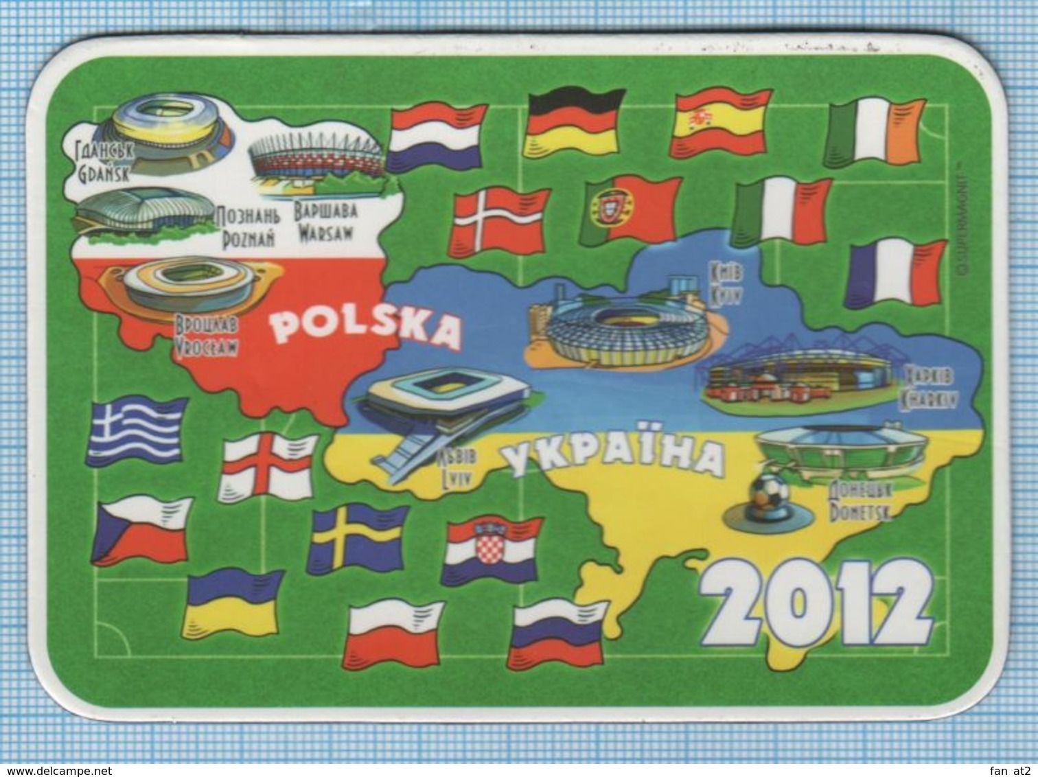 UKRAINE / Flexible Magnet / Football Europe Championship UEFA EURO 2012 Poland Polska. Flags Of Participating Countries. - Sports