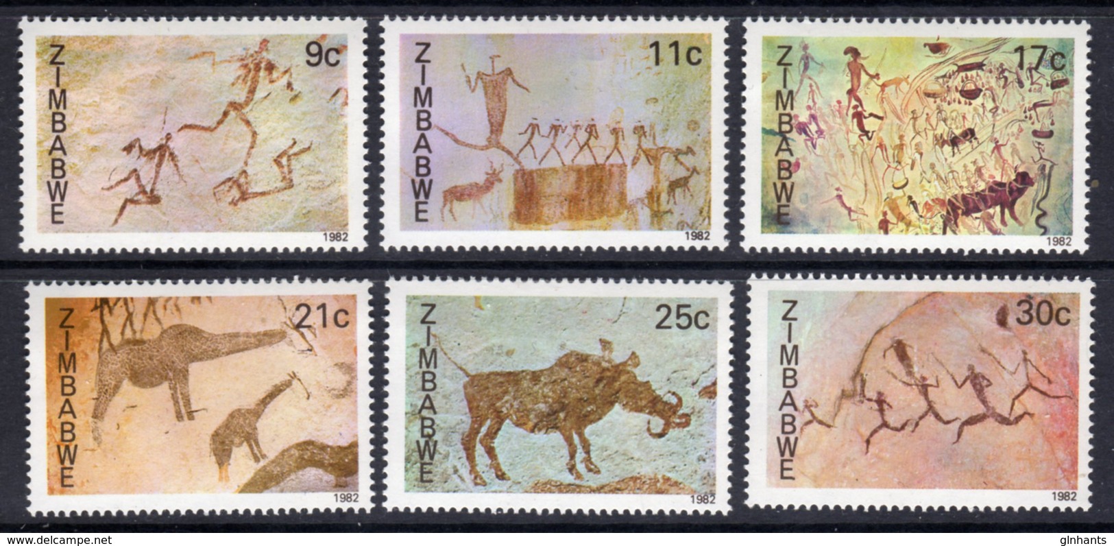 ZIMBABWE - 1982 ROCK PAINTINGS SET (6V) FINE MNH ** SG 610-615 - Zimbabwe (1980-...)