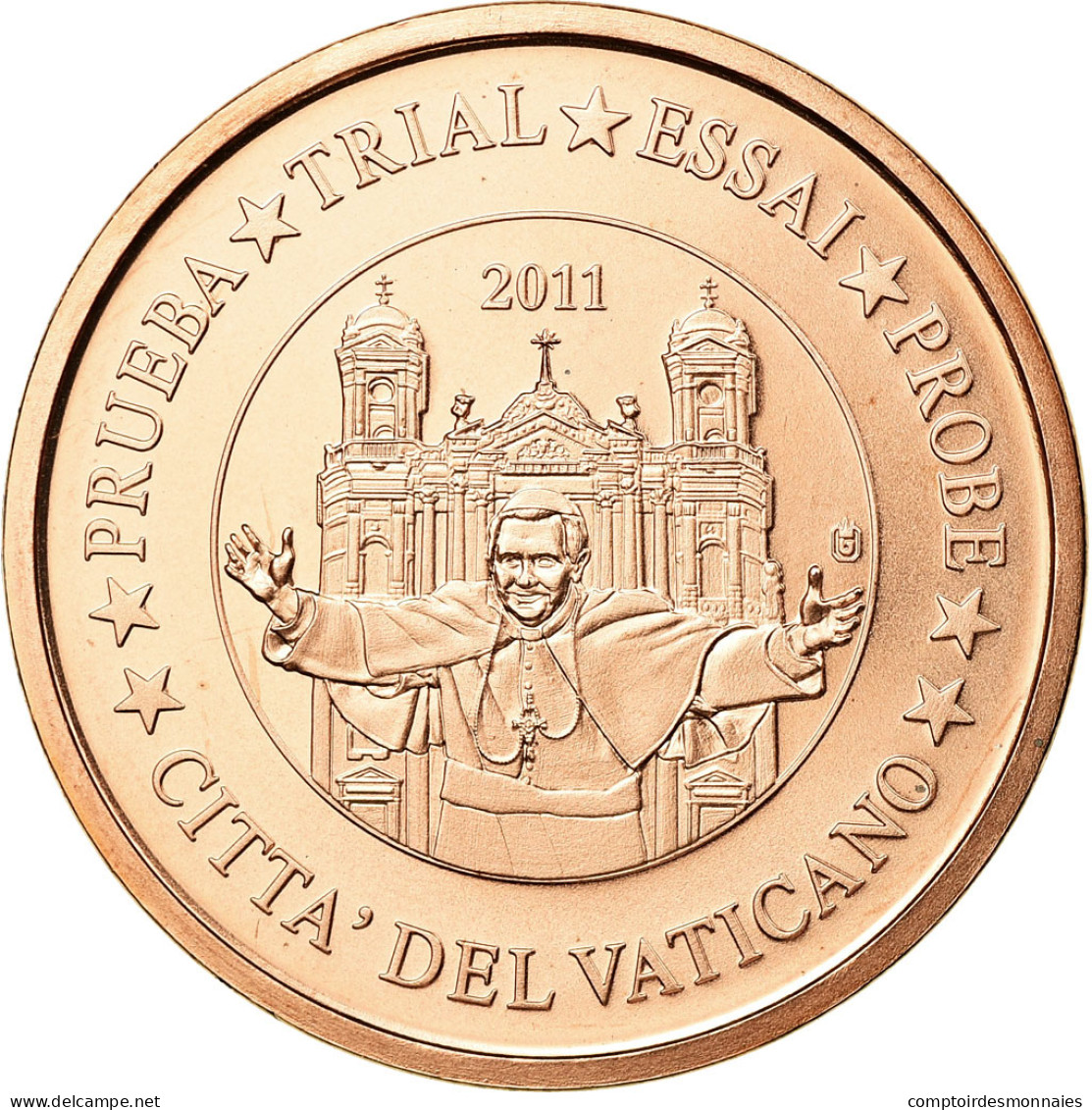 Vatican, Médaille, 2 C, Essai-Trial Benoit XVI, 2011, SPL, Cuivre - Autres & Non Classés