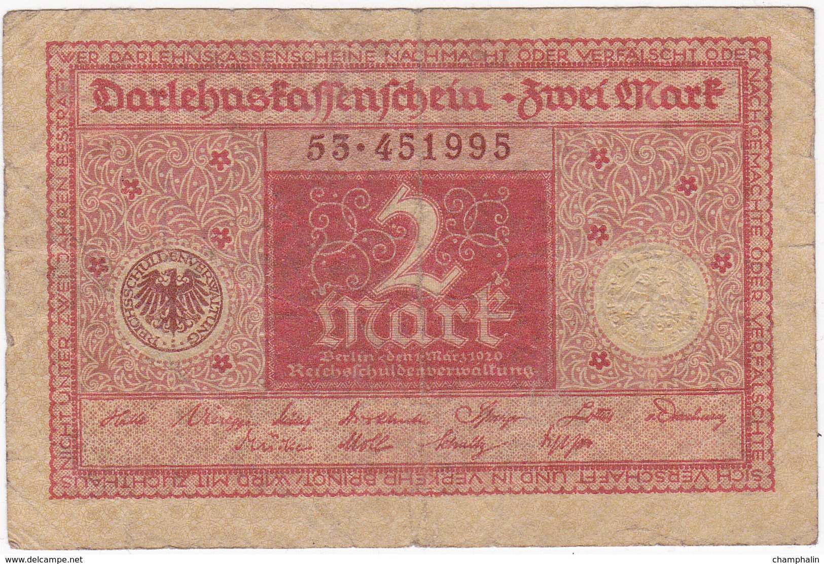 Allemagne - Billet De 2 Mark - 1er Mars 1920 - 2 Mark
