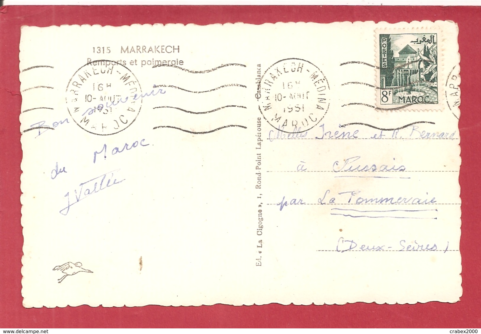 Y&t N° 283  MARRAKECH Vers FRANCE 1951 2 SCANS - Lettres & Documents