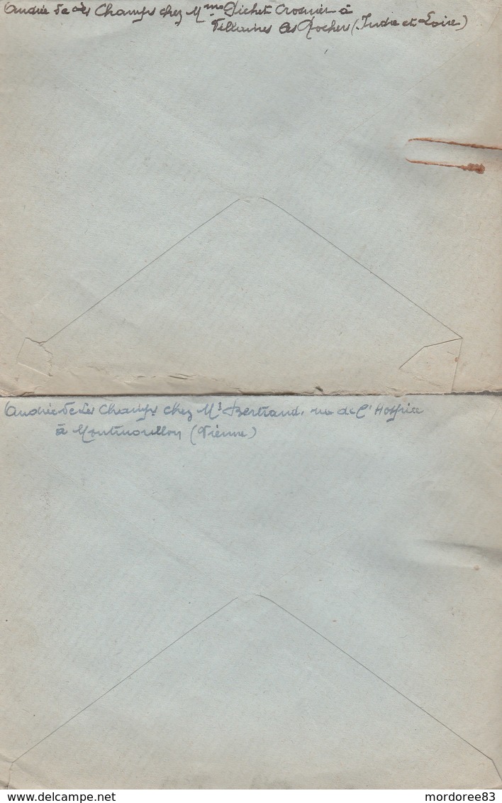 GRIFFE LINEAIRE MONTMORILLON SUR 2 LETTRES 1929+1940 POUR ASNIERES SUR SEINE - Cachets Manuels