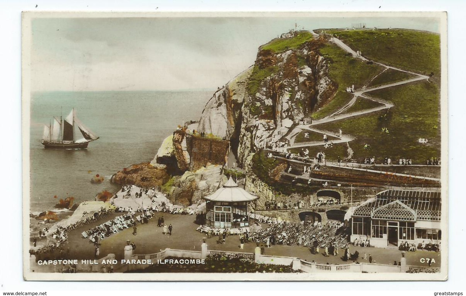 Ilfracome Devon Rp Hand Coloured Excel Series Posted 1931 Capstone Hill And Parade - Ilfracombe