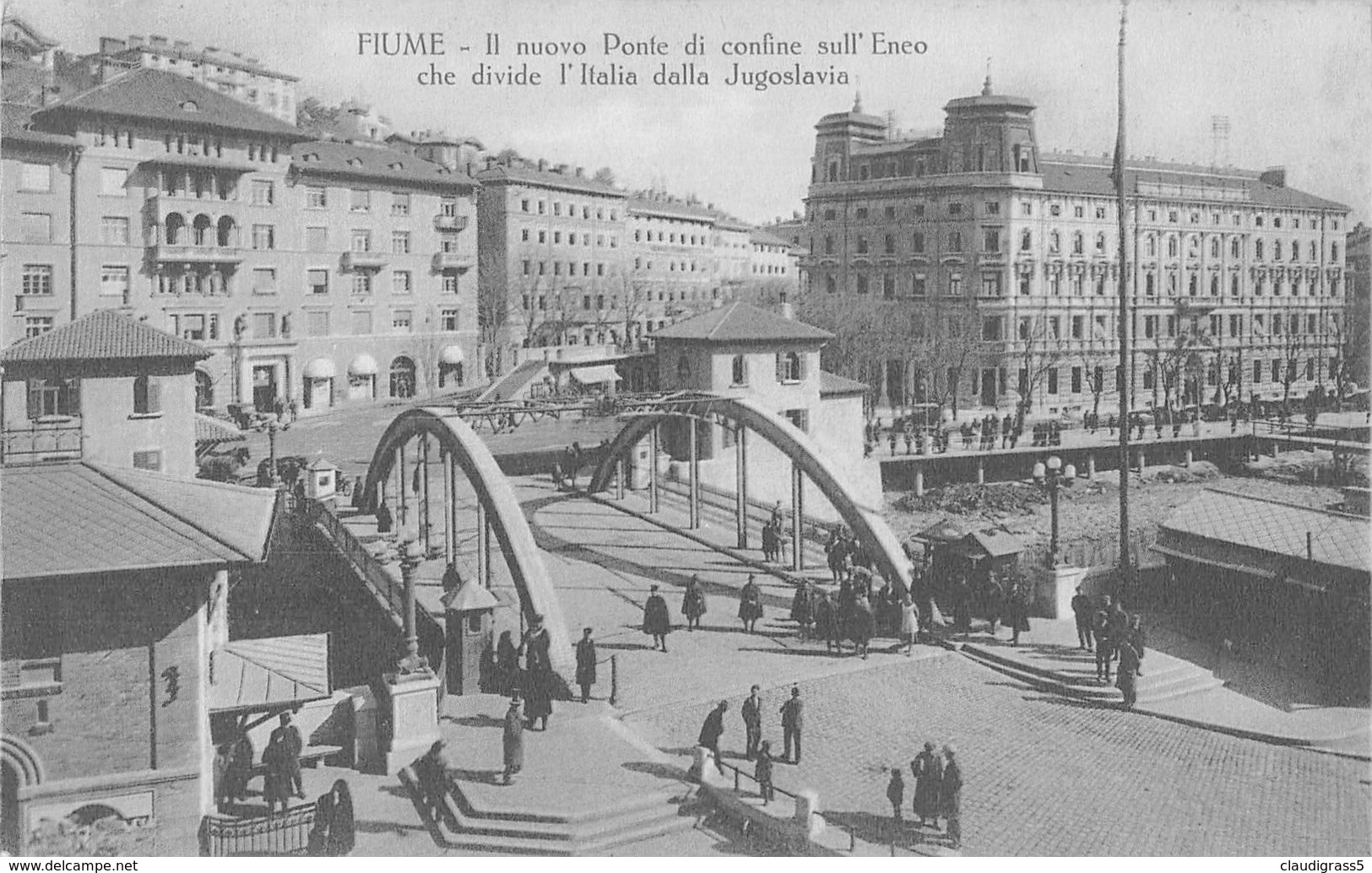 0521 "FIUME - IL NUOVO PONTE DI CONFINE SULL'ENEO CHE DIVIDE L'ITALIA DALLA JUGOSLAVIA" ANIMATA. CART. ORIG. NON SPED. - Croatia