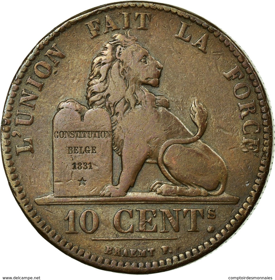 Monnaie, Belgique, Leopold I, 10 Centimes, 1832, TTB, Cuivre, KM:2.1 - 10 Centimes