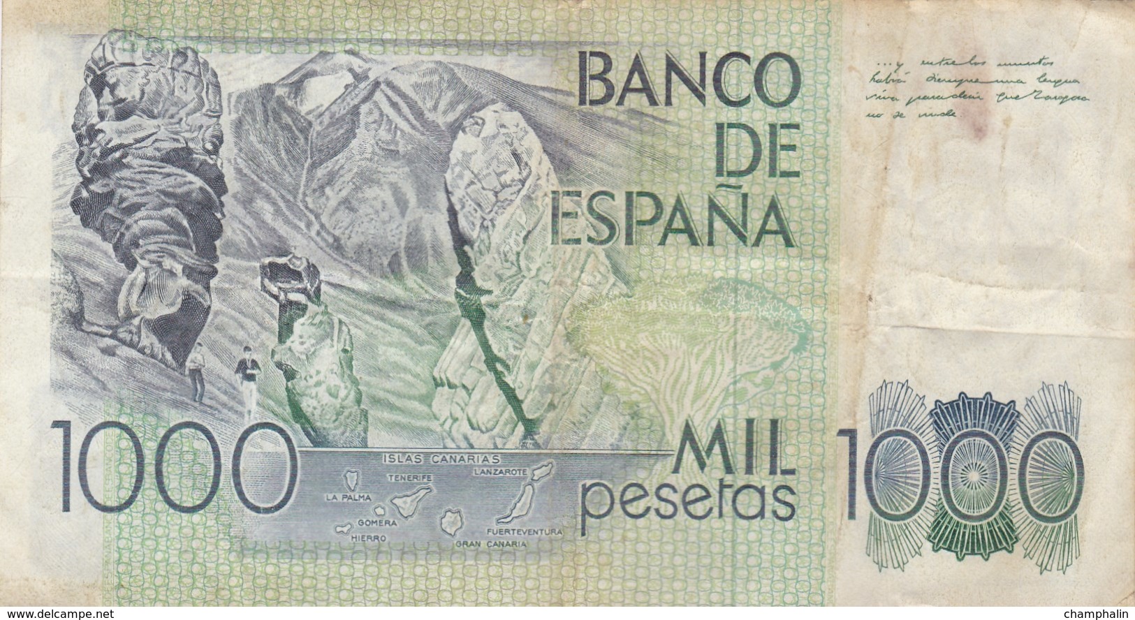 Espagne - Billet De 1000 Pesetas - Benito Perez Galdos - 23 Octobre 1979 - [ 4] 1975-… : Juan Carlos I