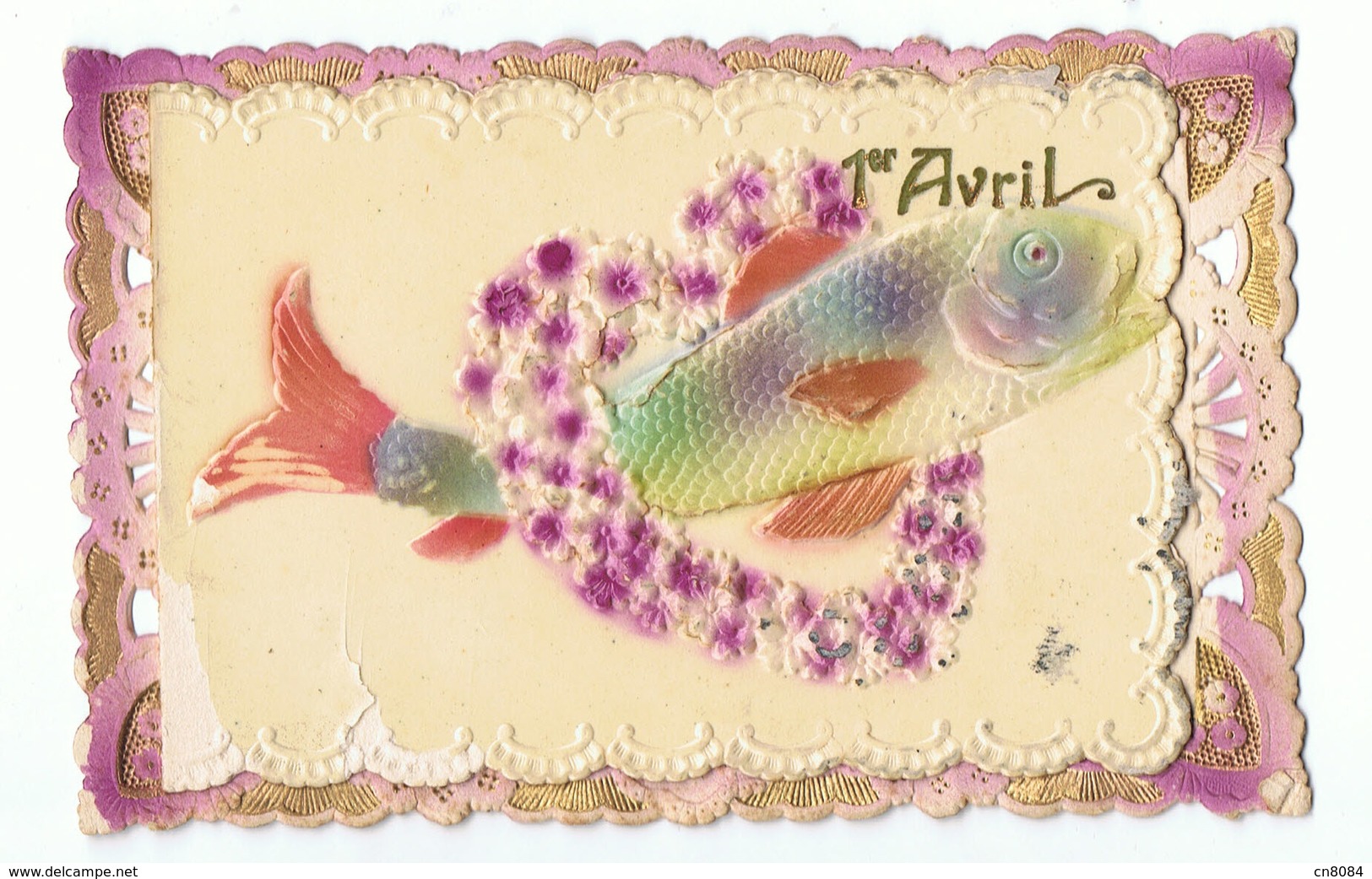 CARTE DENTELEE DOUBLE 1 AVRIL - POISSON - Recevez Ces Poissons Délicieux Qui D`avril Vous Portent Mes Voeux - 1er Avril - Poisson D'avril