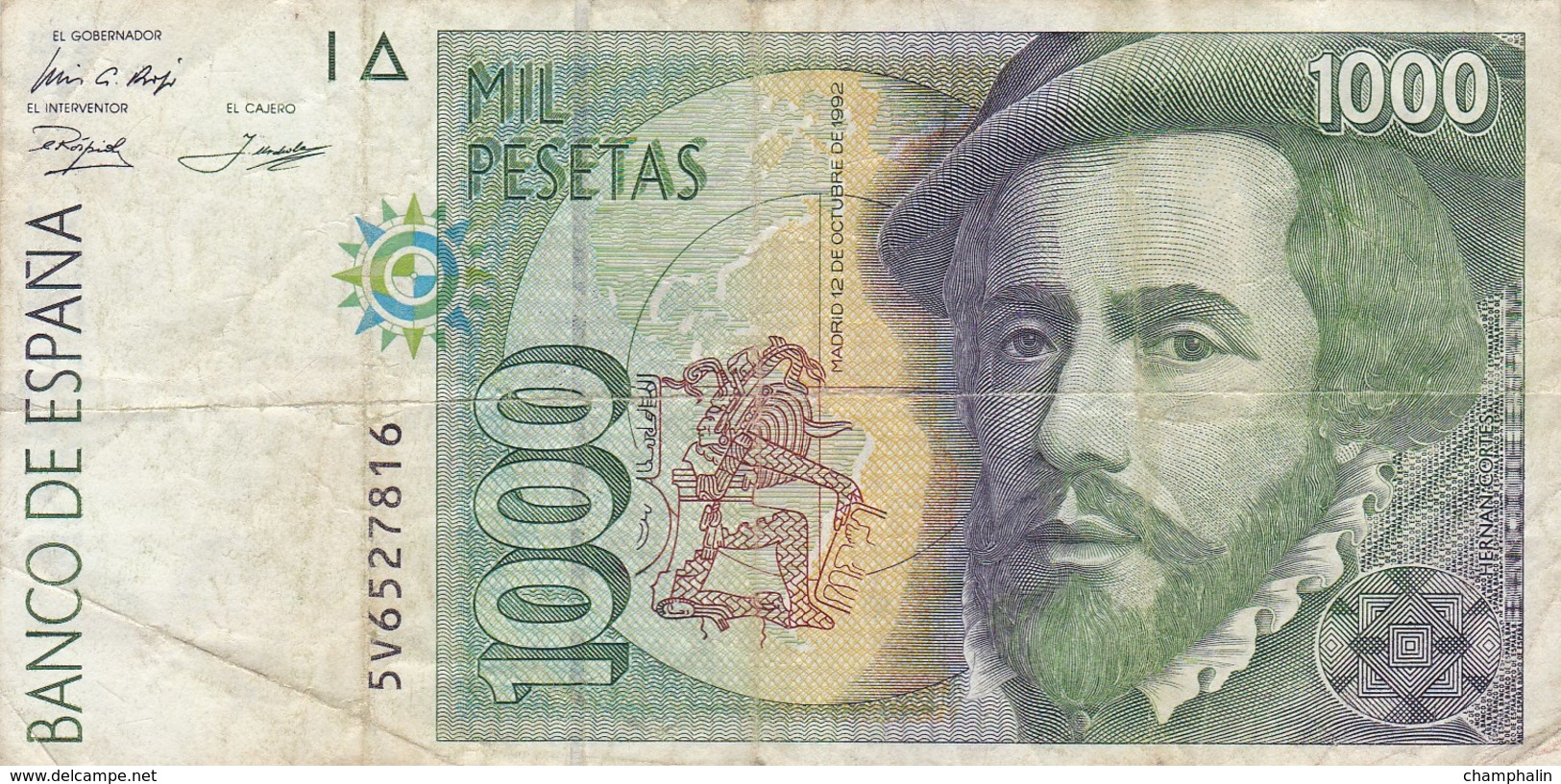 Espagne - Billet De 1000 Pesetas - Hernan Cortes & Francisco Pizarro - 12 Octobre 1992 - [ 4] 1975-… : Juan Carlos I