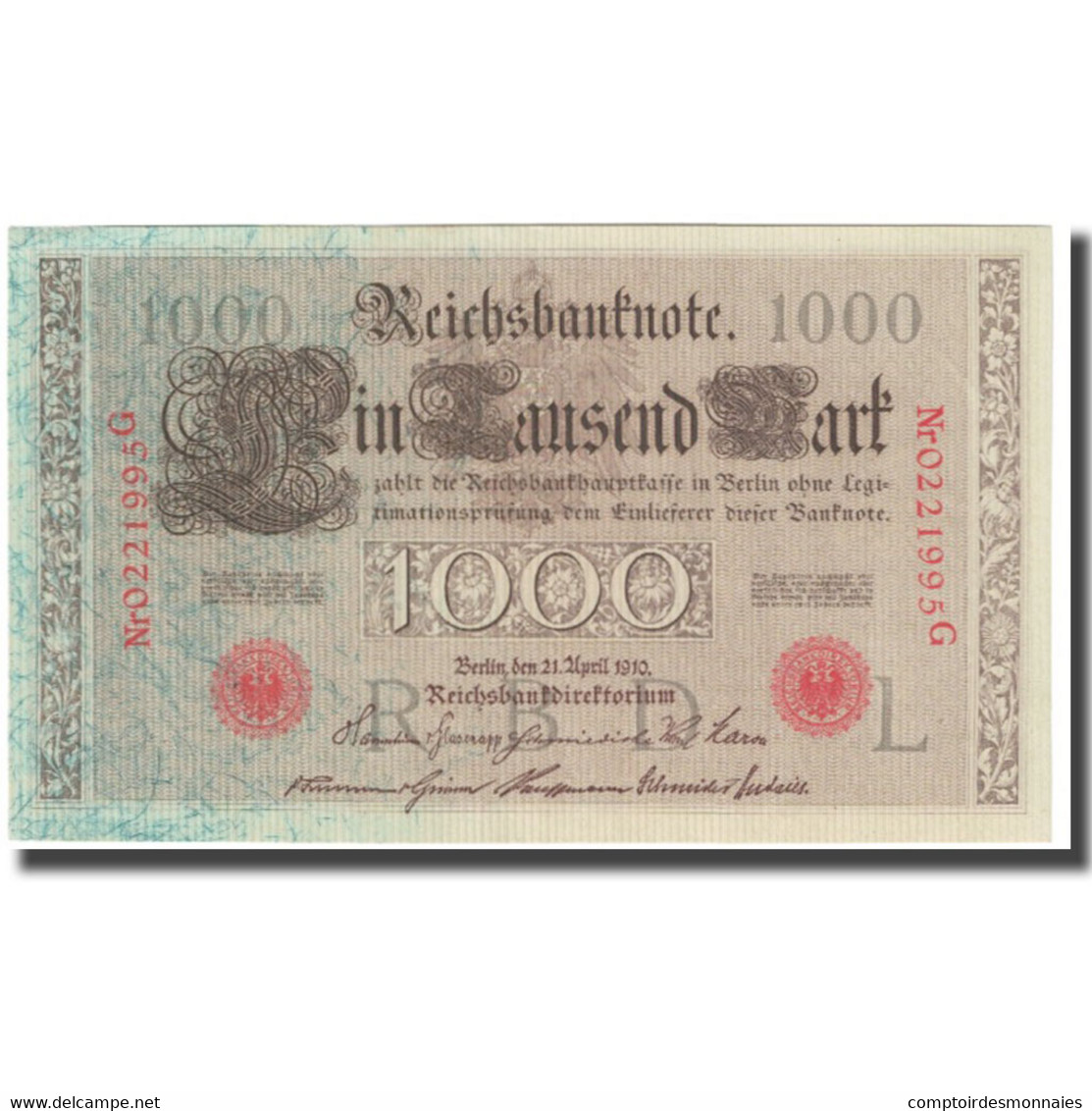 Billet, Allemagne, 1000 Mark, 1910, 1910-04-21, KM:44a, SPL - 1000 Mark