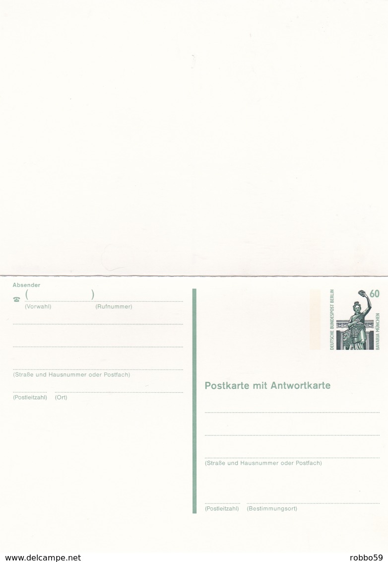 Berlin 60pfg Bavaria Munchen Postal Stationary Postcard With Reply Card Unused - Postcards - Mint