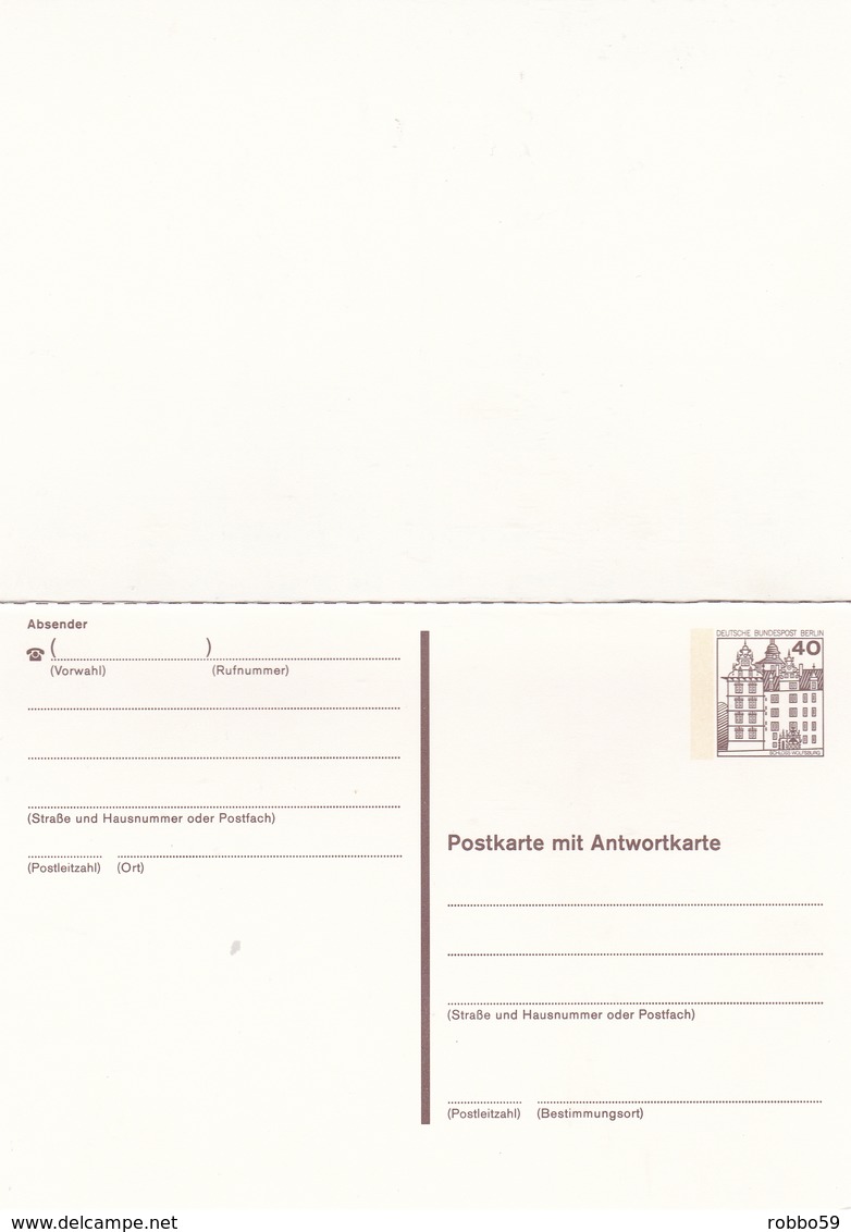 Berlin 40pfg Schloss Wolfsburg Postal Stationary Postcard With Reply Card - Postcards - Mint