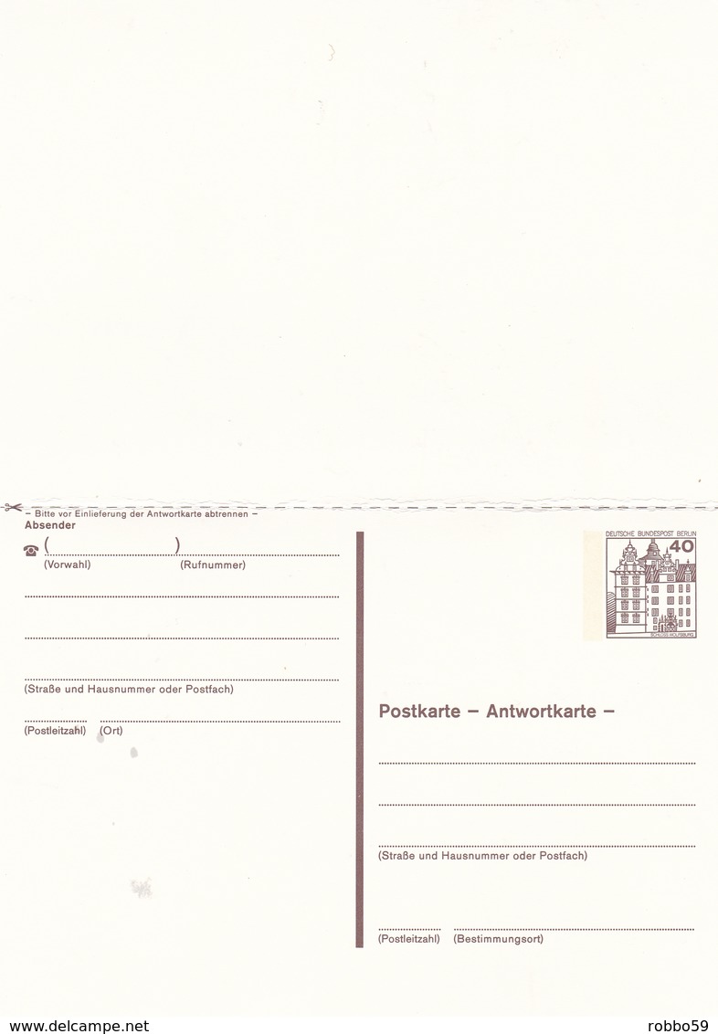 Berlin 40pfg Schloss Wolfsburg Postal Stationary Postcard With Reply Card - Postkarten - Ungebraucht