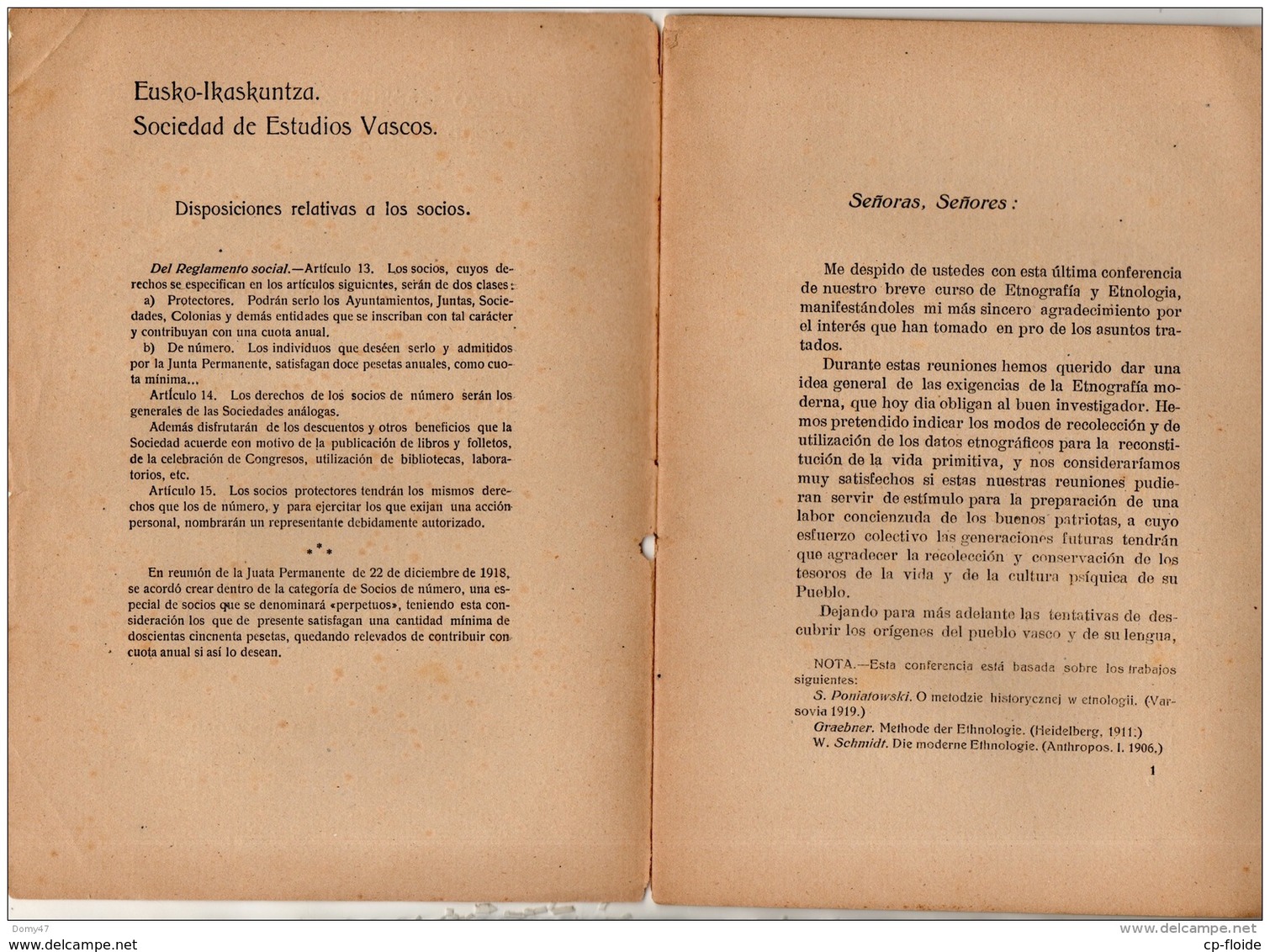 EUSKO - IKASKUNTZA . SOCIEDAD DE ESTUDIOS VASCOS . EUGENIUSZ FRANKOWSKI . PAYS BASQUE - Réf. N°376F - - Culture