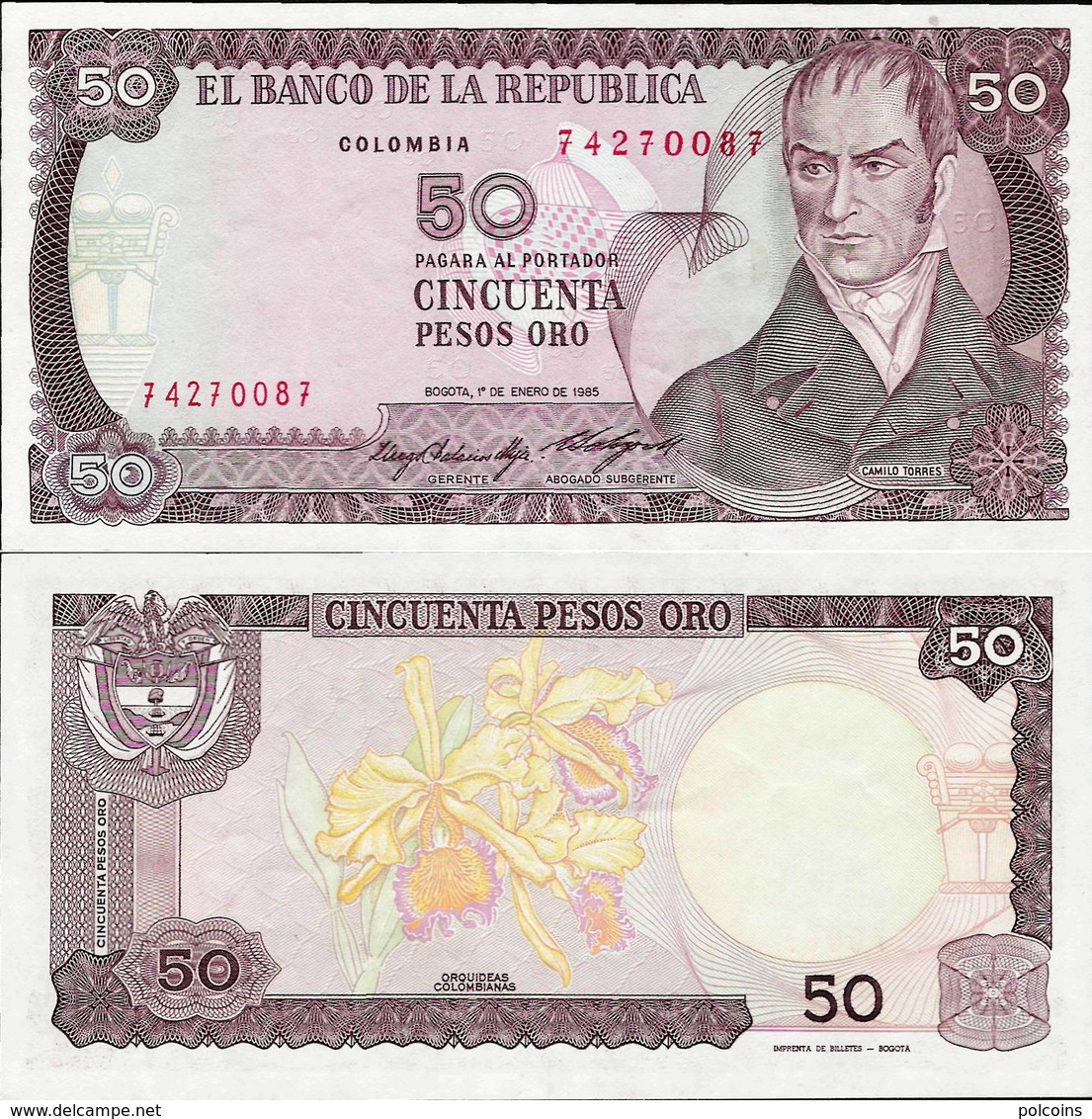 Colombia 1985 - 50 Pesos - Pick 425a UNC - Colombia