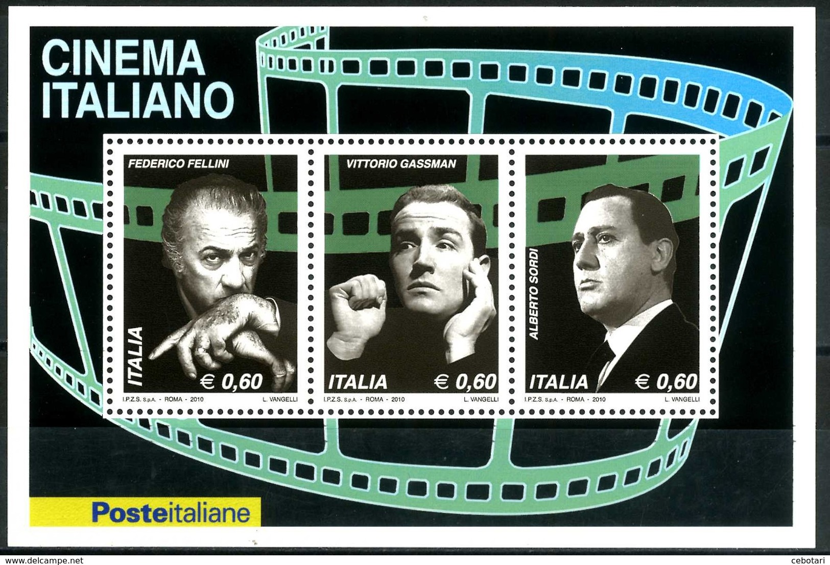 ITALIA  / ITALY 2010** - Cinema Italiano  - Block Di 3 Val. MNH  Come Da Scansione. - Kino