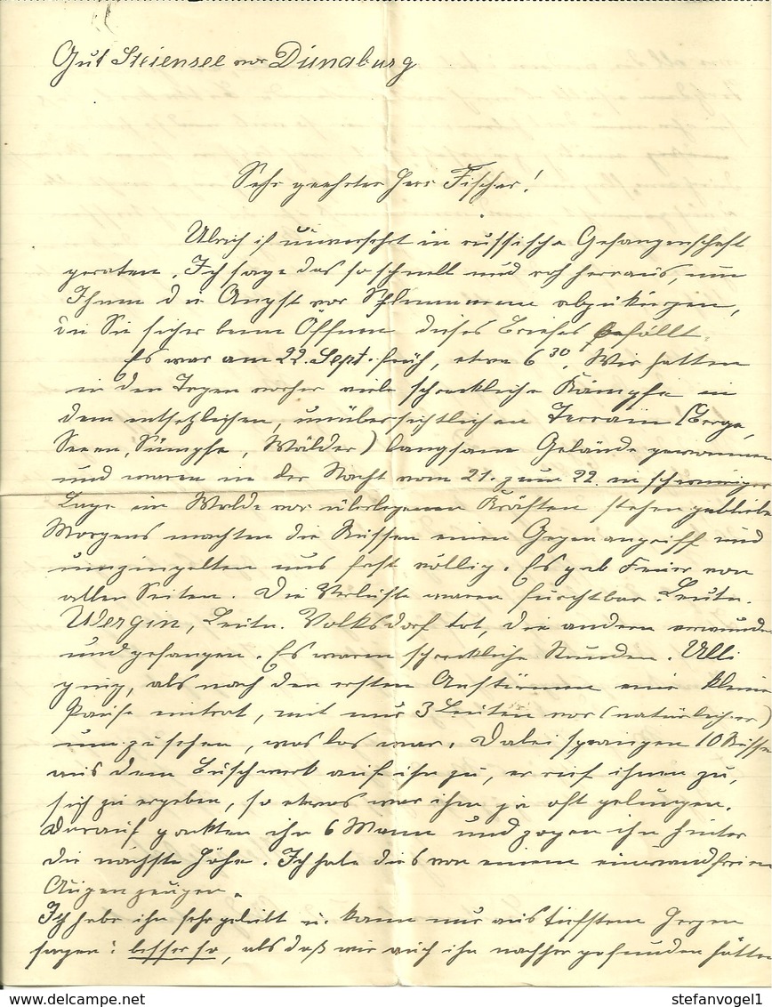 Brief V. Gut Steiensee Vor Dünaburg (Lettland) V. Ltn. Herzfeld - 1914-18