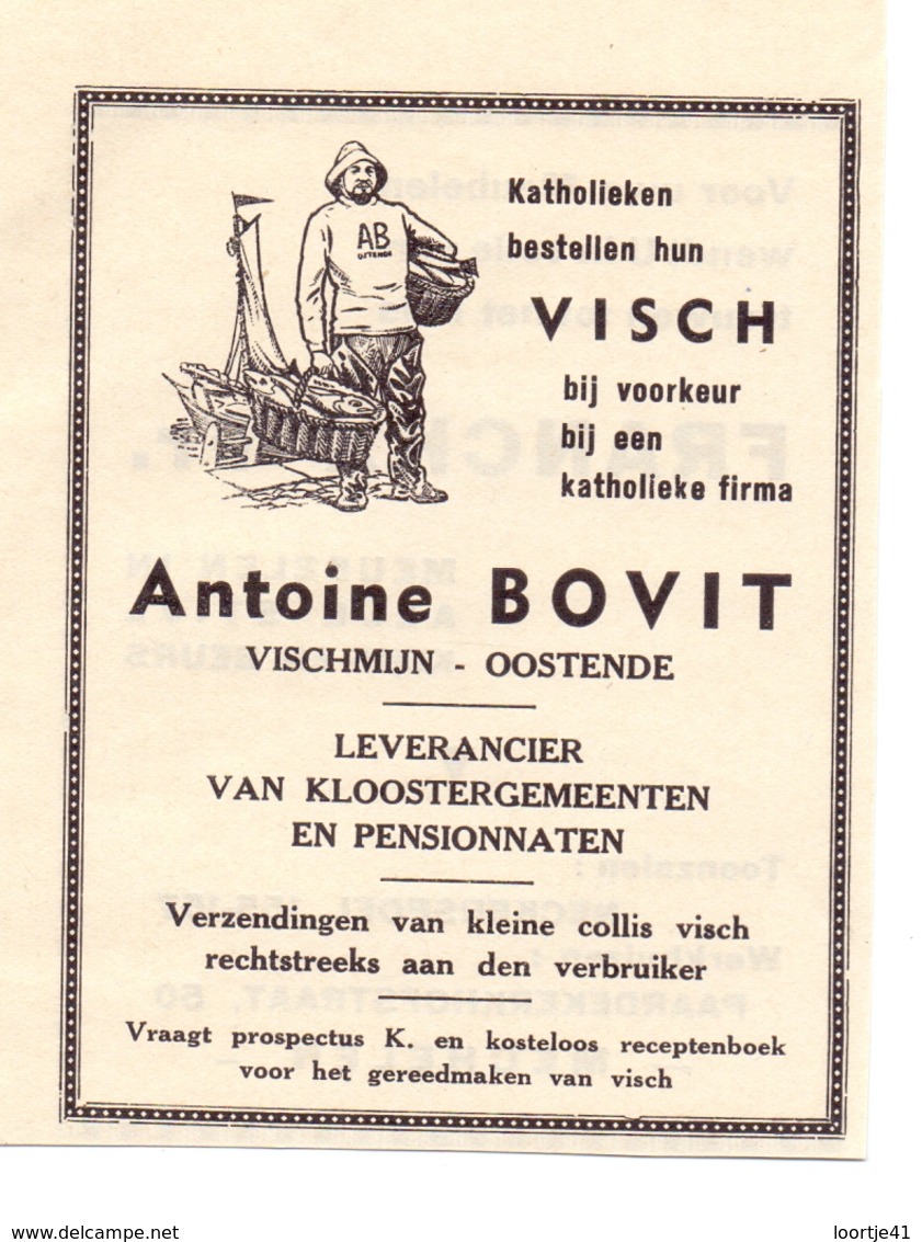 Pub Reclame Org. Knipsel Tijdschrift - Vis Antoine Bovit - Vismijn Oostende 1946 - Reclame