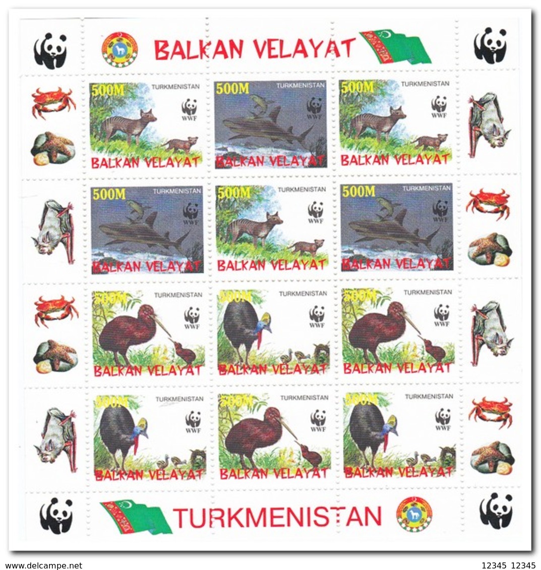 Balkan Velayat, Postfris MNH, Birds, WWF, Animals - Turkmenistan