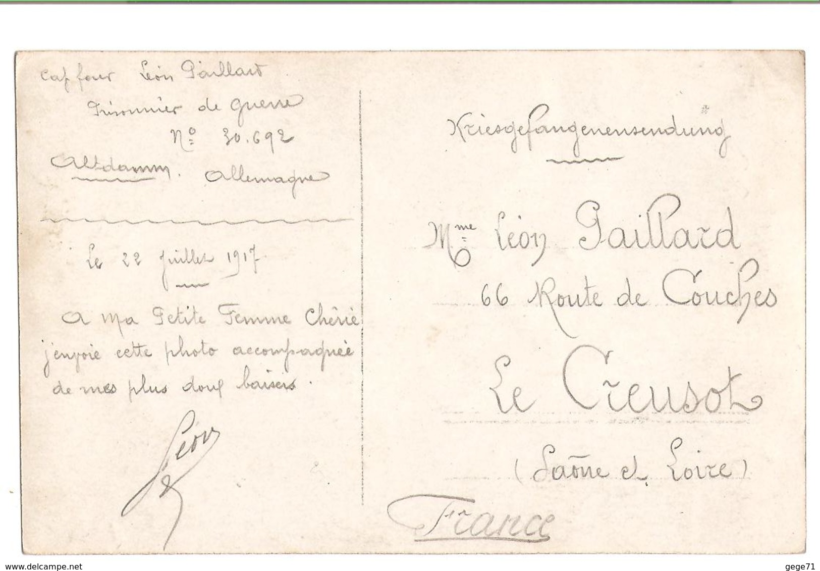 Altdamm - Prisonnier De Guerre  - Attelage De Cheval - Carte Photo 22 Juillet 17 - War 1914-18