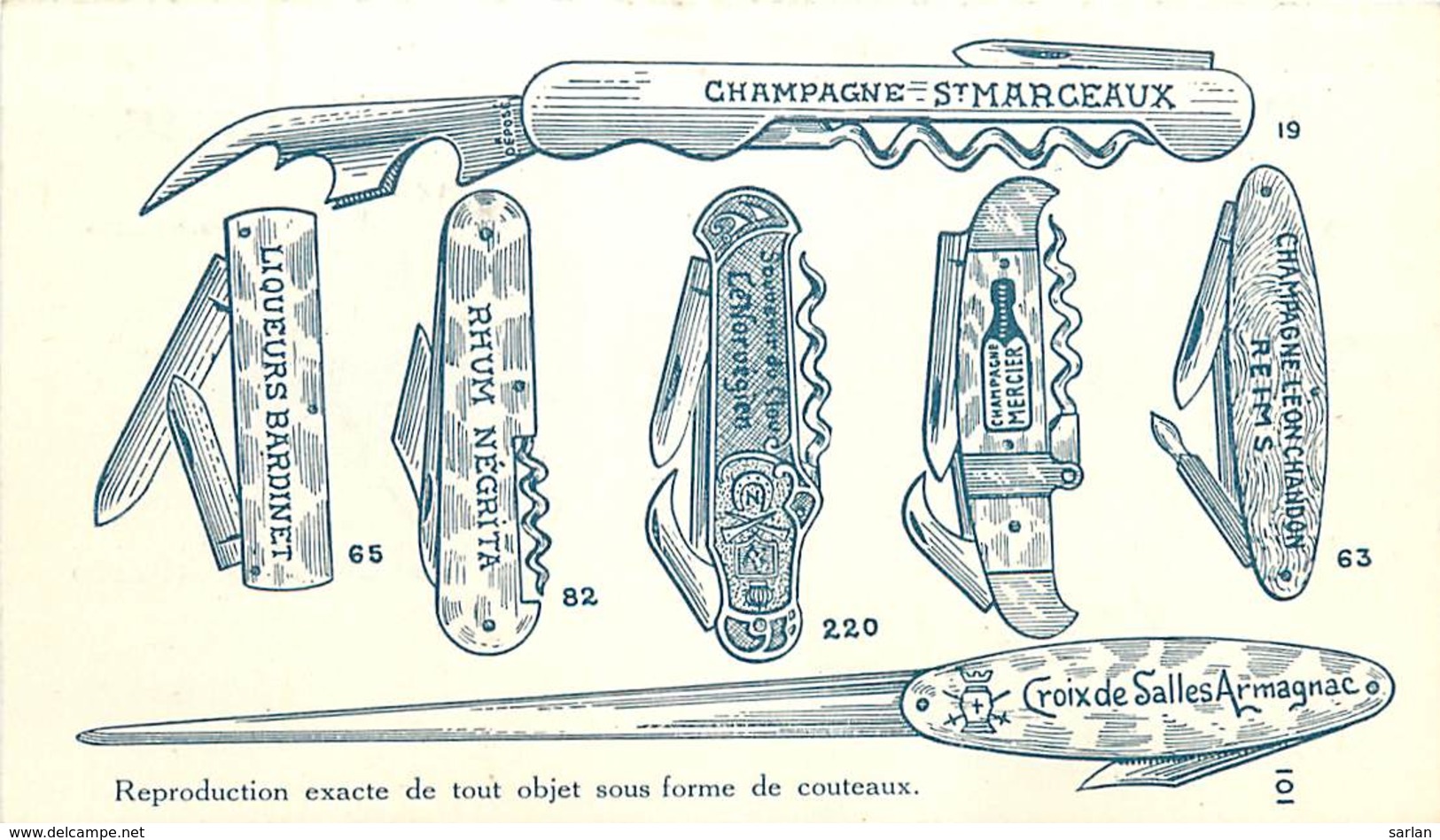 63 , THIERS , Coutellerie-Réclame A . Sarry , Models De Couteaux Au Dos , * 427 07 - Thiers