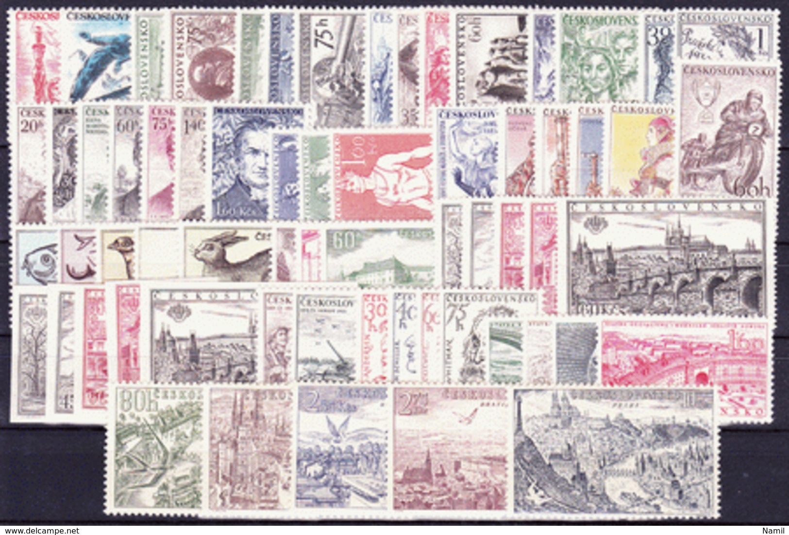 ** Tchécoslovaquie 1955 Mi 890-948+Bl.16 A+B (Yv 790-828+BF 19+19a+PA 40-4), L'année Complete (MNH) - Full Years