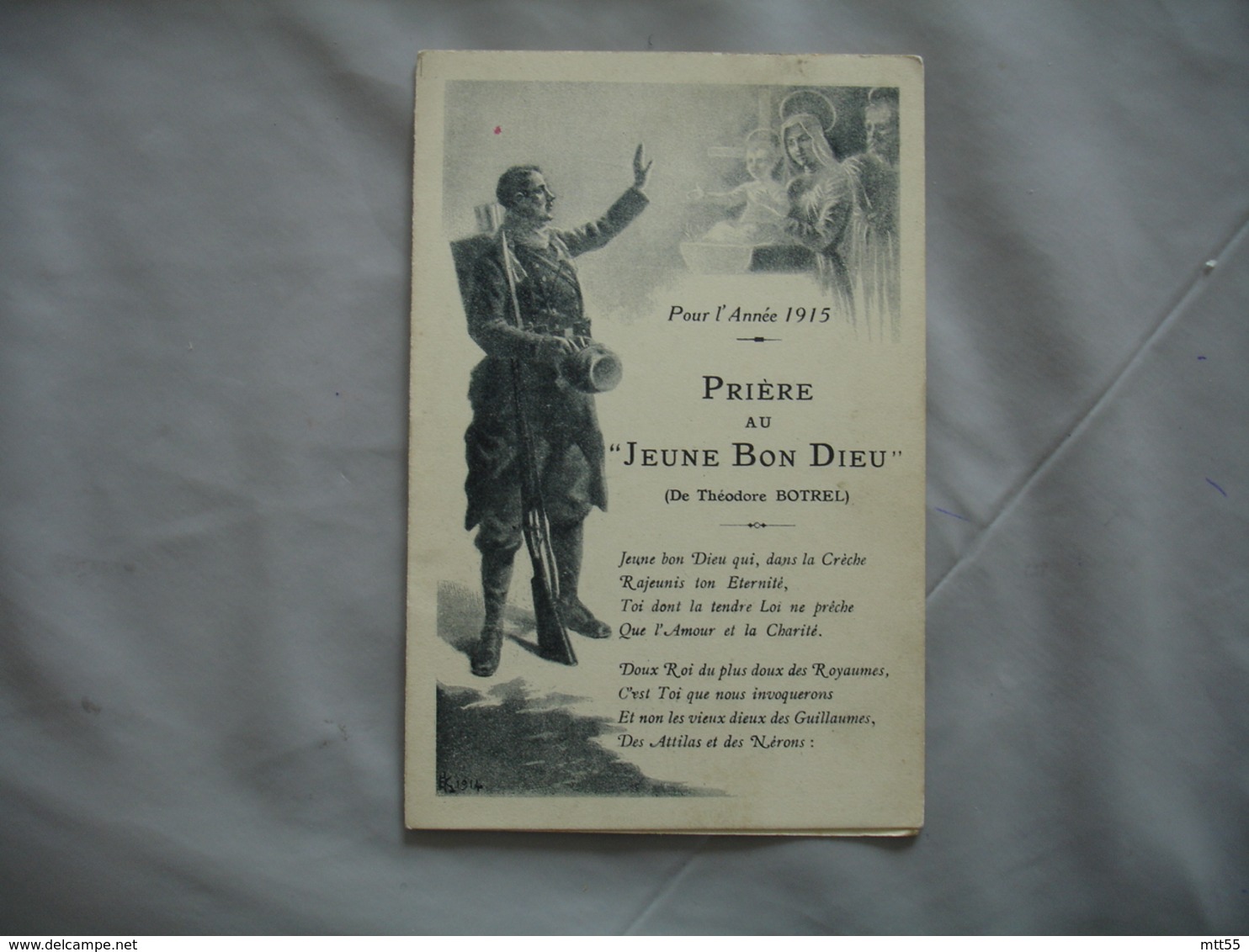 Guerre 14.18 Religion Gravure Priere Au Jeune Bon Dieu - Guerre 1914-18