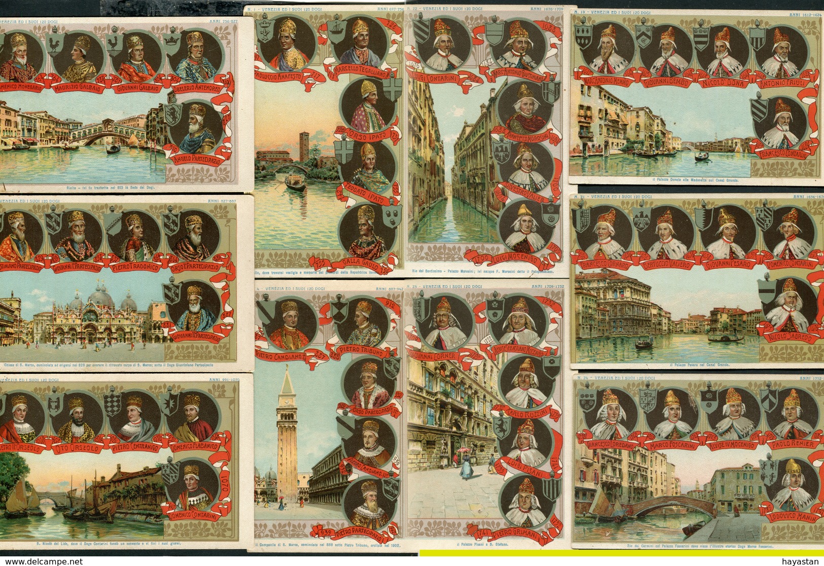 DOGES DE VENISE - SERIE DE 24 CARTES POSTALES ANCIENNES - Venezia