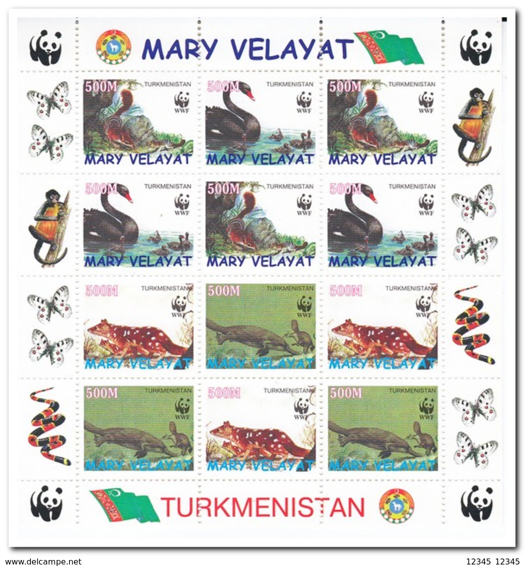 Mary Velayat, Postfris MNH, Birds, WWF, Animals - Turkmenistan