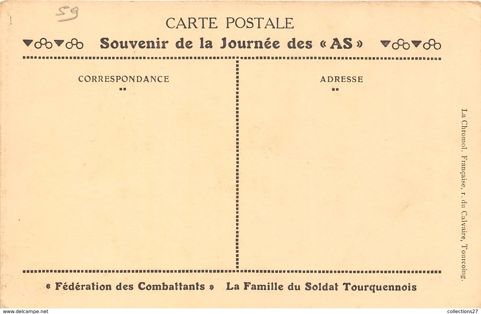 59-TOURCOING- HONNEUR AUX AS- FEDERATION DES COMBATANTS - LA FAMILLE DU SOLDAT TOURQUENNOIS - Tourcoing