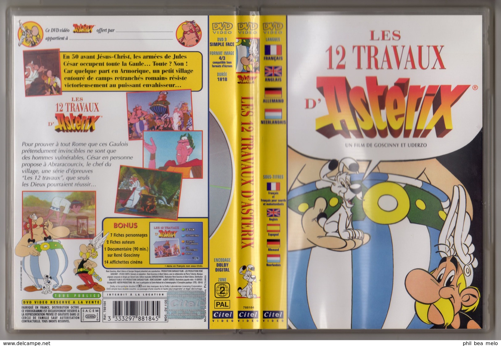 CINEMA - LOT 3 DVDs - ASTERIX LE GAULOIS - ASTERIX ET CLEOPATRE - LES 12 TRAVAUX - VOIR PHOTOS ET DESCRIPTIONS - Dessin Animé