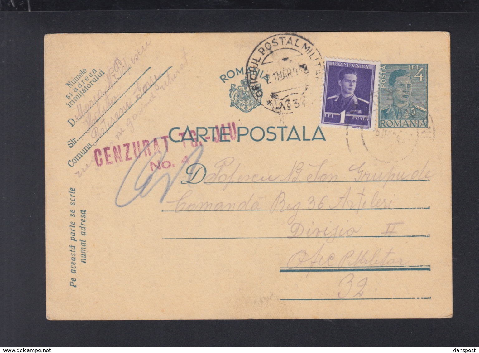 Romania Stationery Uprated To OPM 32 Censor Tg. Jiu 1942 - World War 2 Letters