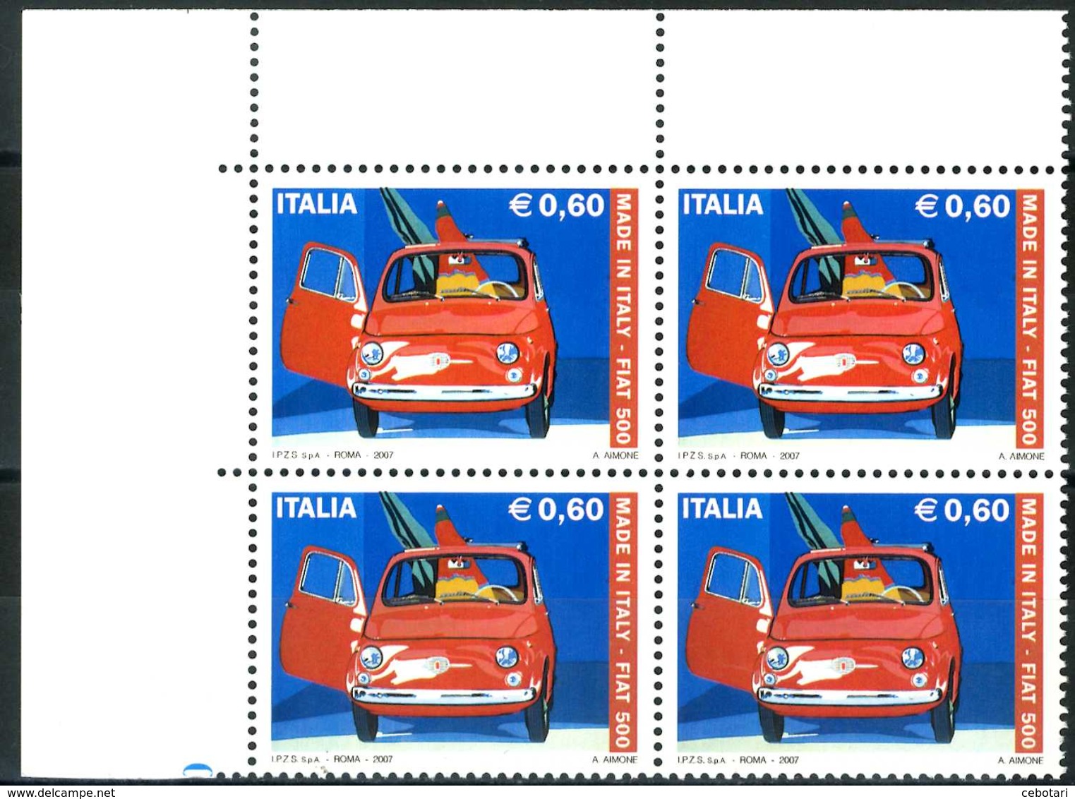 ITALIA  / ITALY 2007** - Made In Italy - FIAT 500 - Quartina MNH  Come Da Scansione. - Automobili