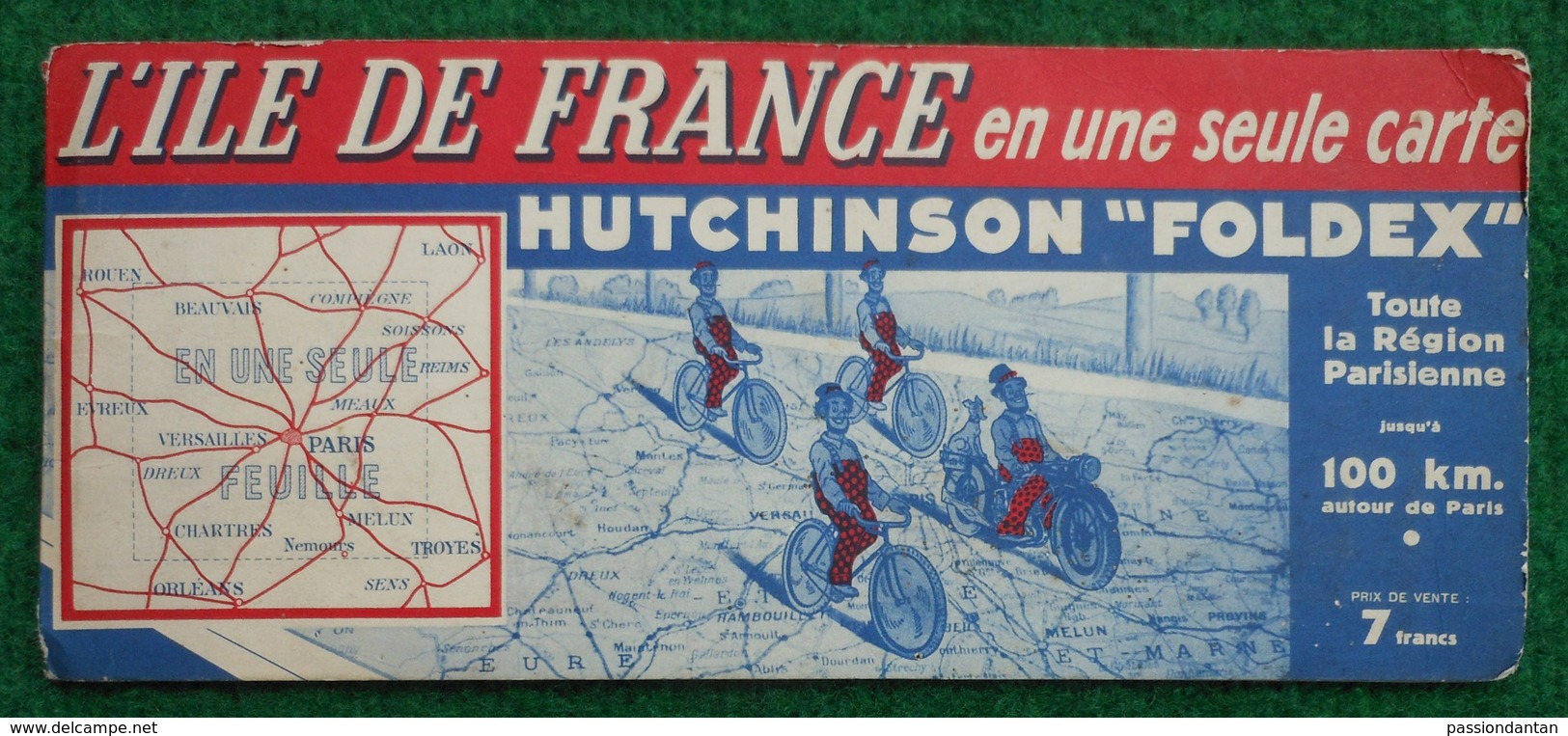 Carte Hutchinson Foldex De L’île De France - Cent Kilomètres Autour De Paris - Année 1935 - Carte Stradali