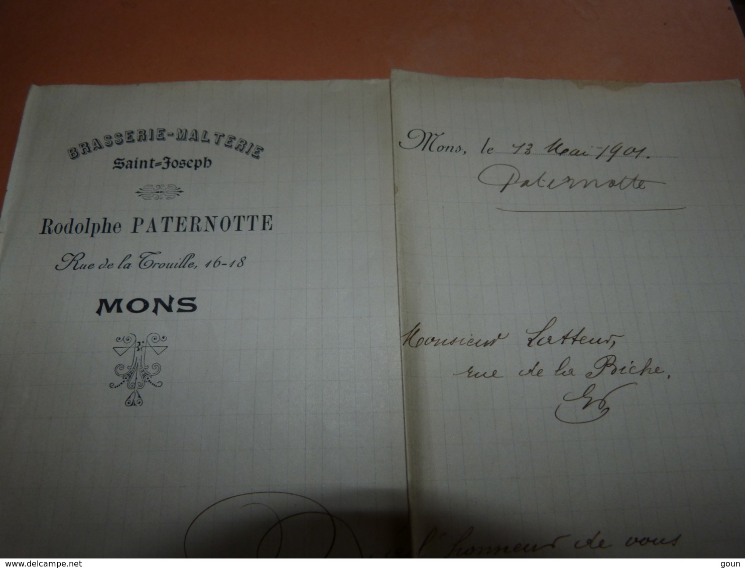 Document Brasserie Brouwerij Malterie Saint-Joseph Rodolphe Paternotte Mons 1901 - 1950 - ...